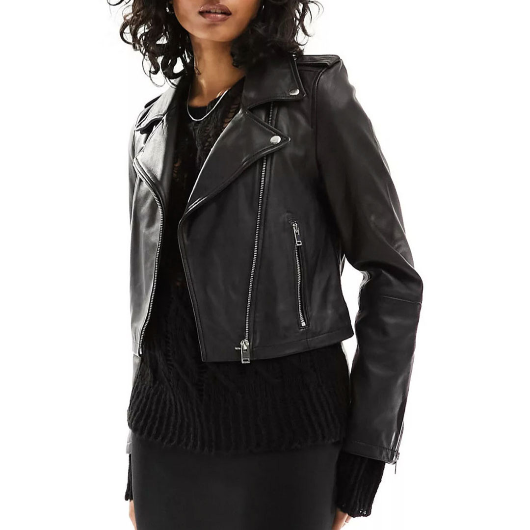 Veste De Motard En Cuir Noir Annie