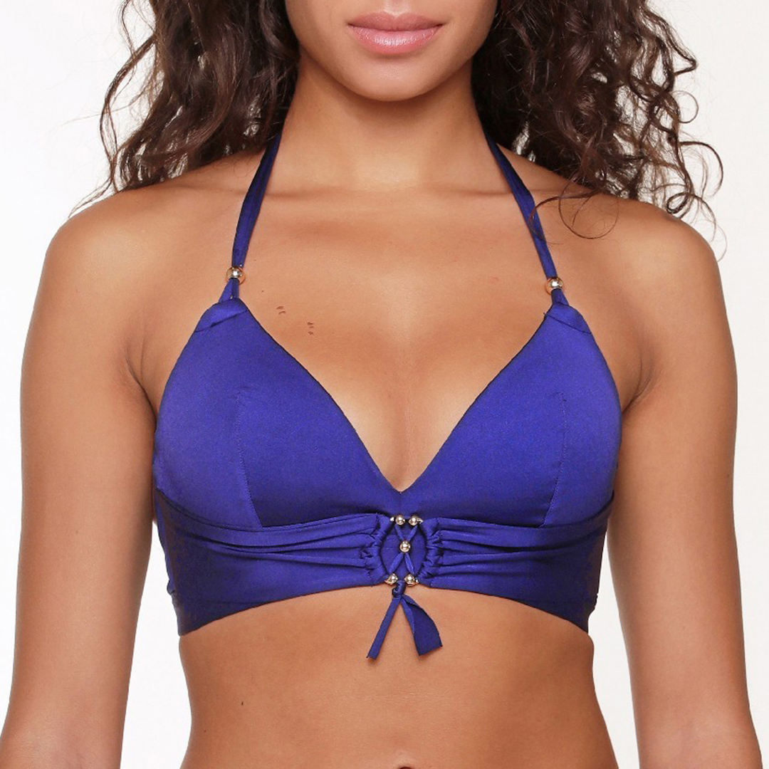 Royal blue Padded triangle Bikini top