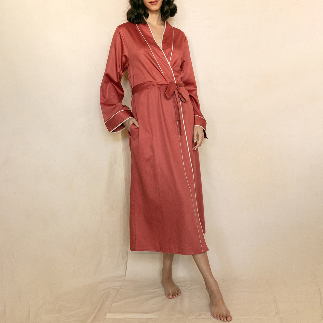 Burnt Orange Islington Long Dressing Gown