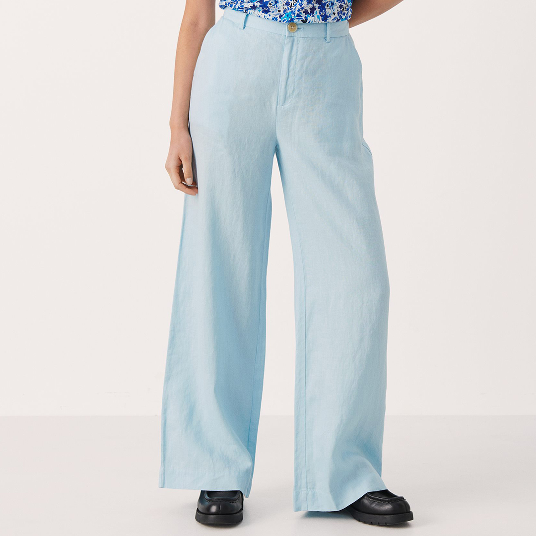 Pale Blue Linen Trouser