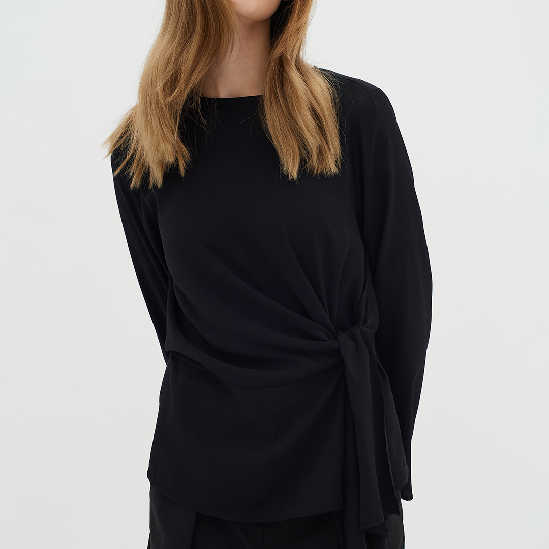 Black Cadenza Drape Blouse