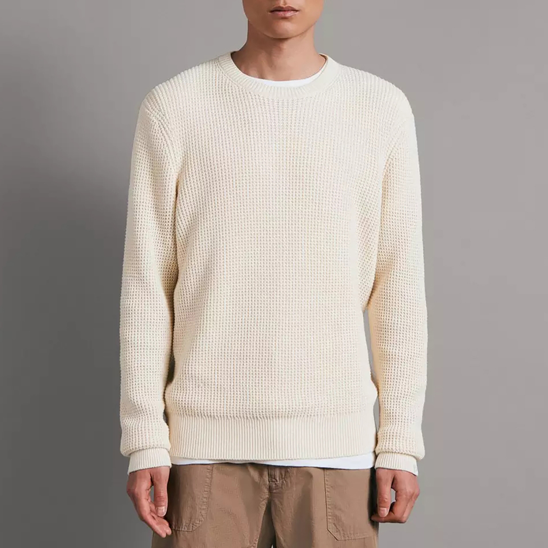 Cream Dexter Waffle Crew Jumper