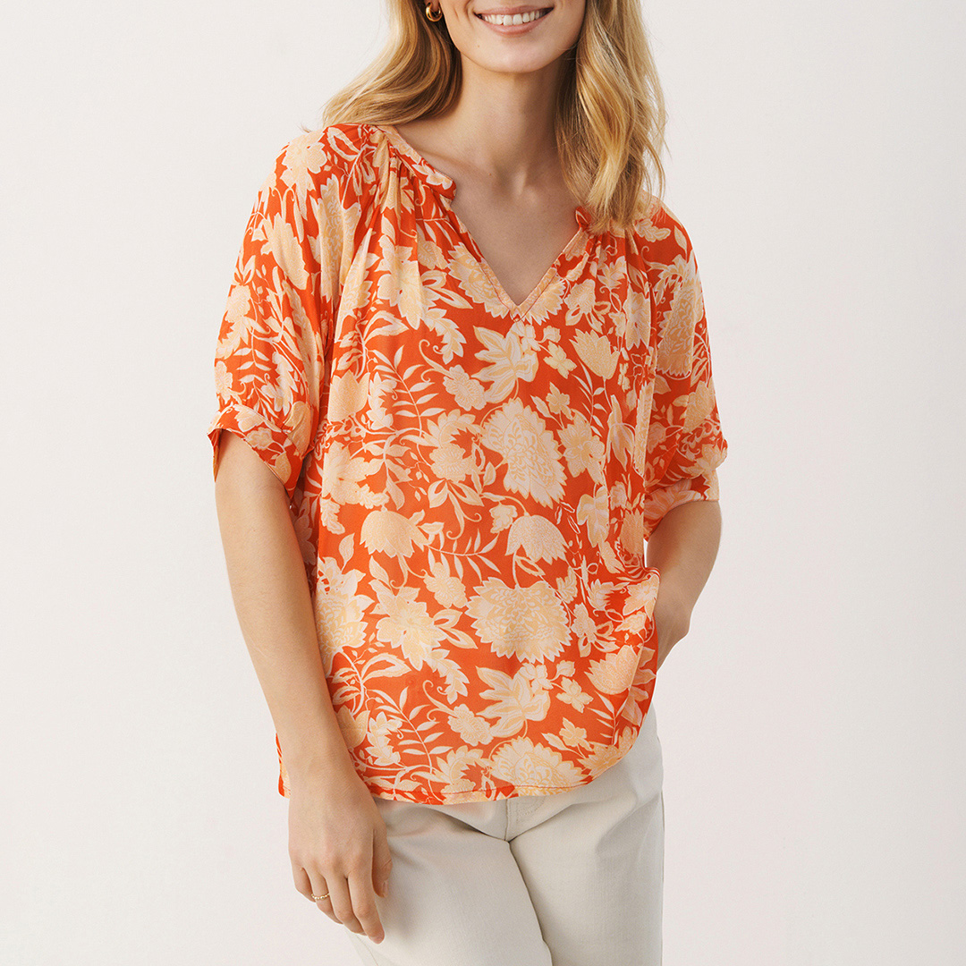 Orange Print Popsy Blouse