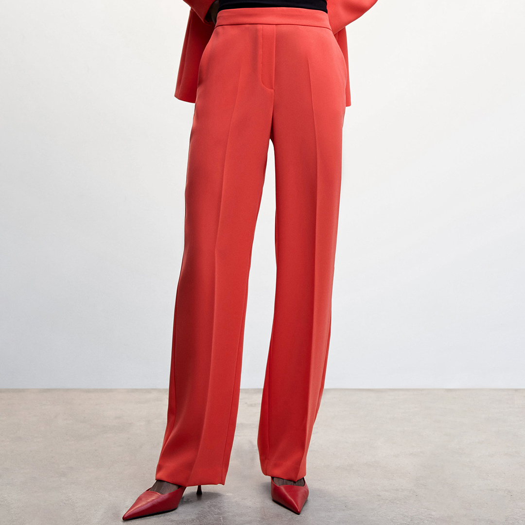 Red Wide leg Suit Trousers