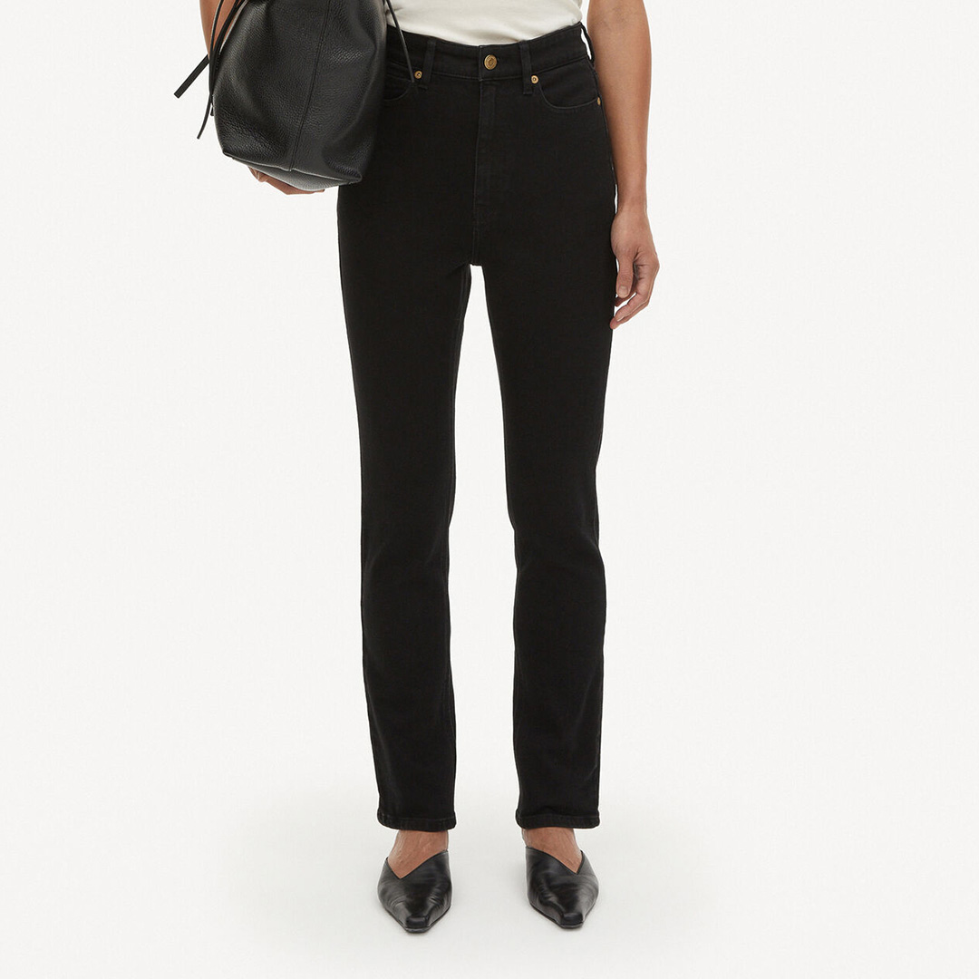 Black Stellen Straight Jeans