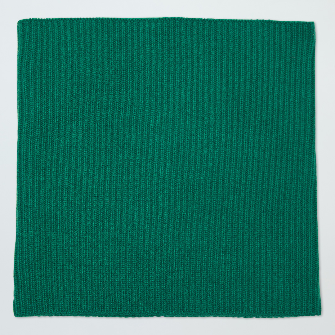 Green Cashmere Ribbed Snood