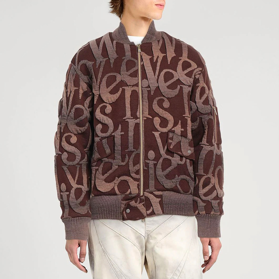 Brown Nicola Wool Blend Bomber Jacket