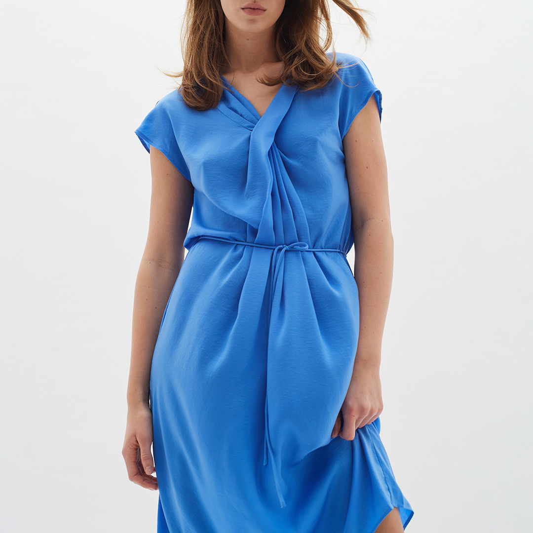 Blue Jito Tie Mini Dress