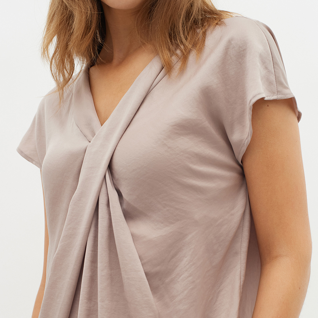 Beige Jito V-Neck Top