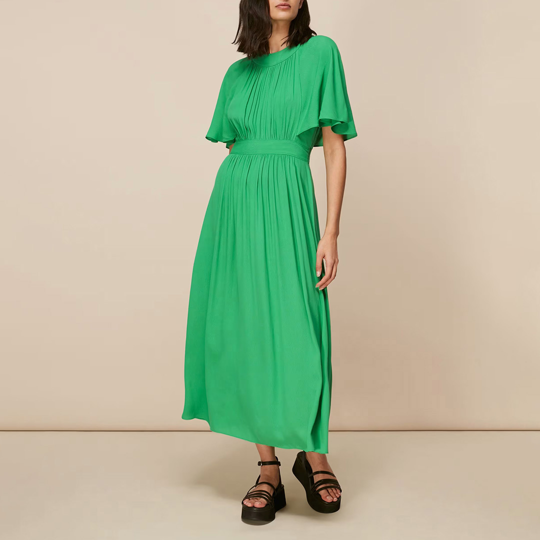 Green Amelia Cape Sleeve Dress