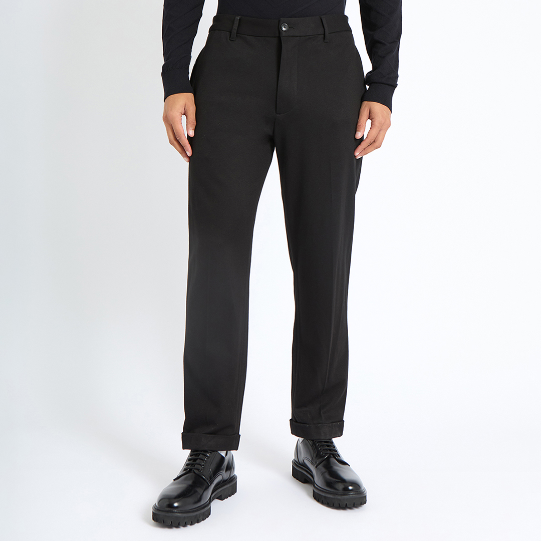 Black Straight Cotton Trousers