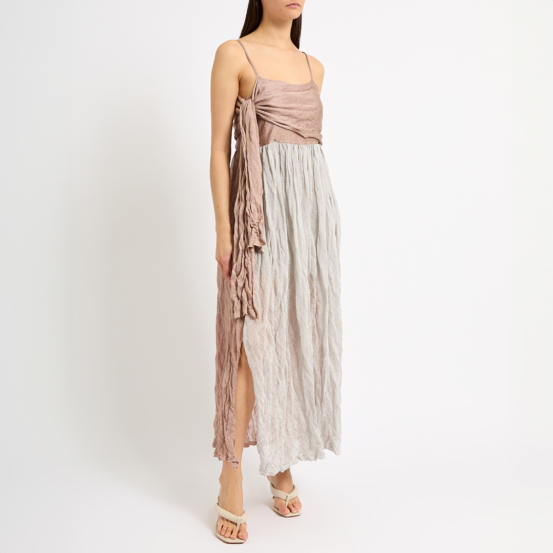 Nude Crinkle Midi Dress