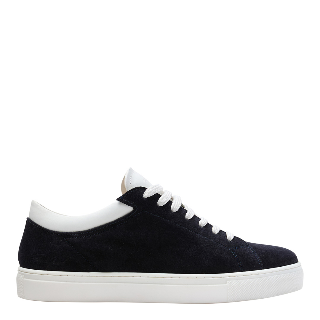 Black Lace Up Leather Trainers