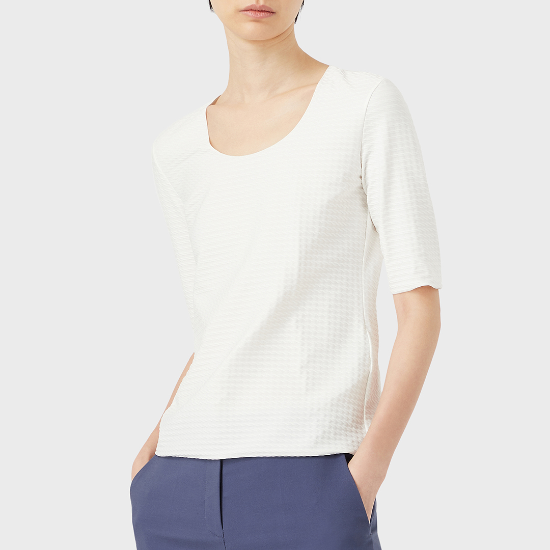 White Round Neck Top