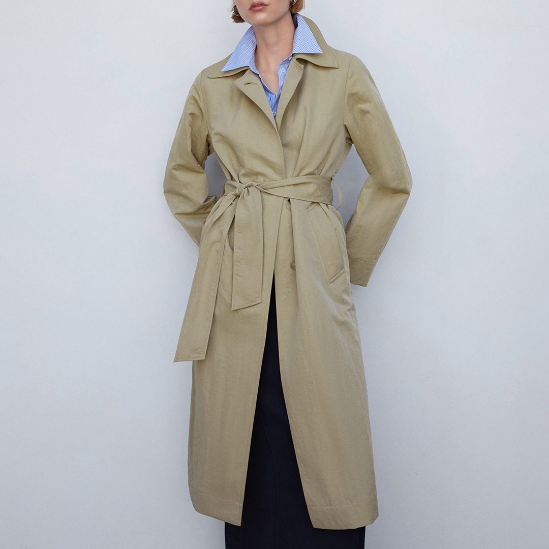 Beige Fluid Trench Coat