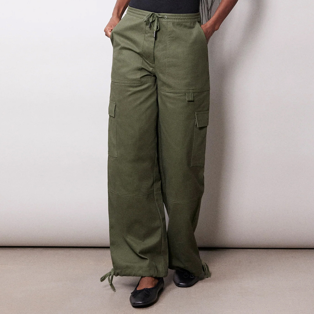 Khaki Cotton Twill Cotton Trousers