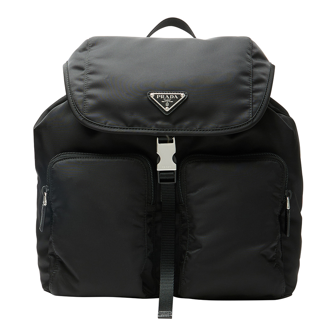 Black Re-Nylon Medium Backpack