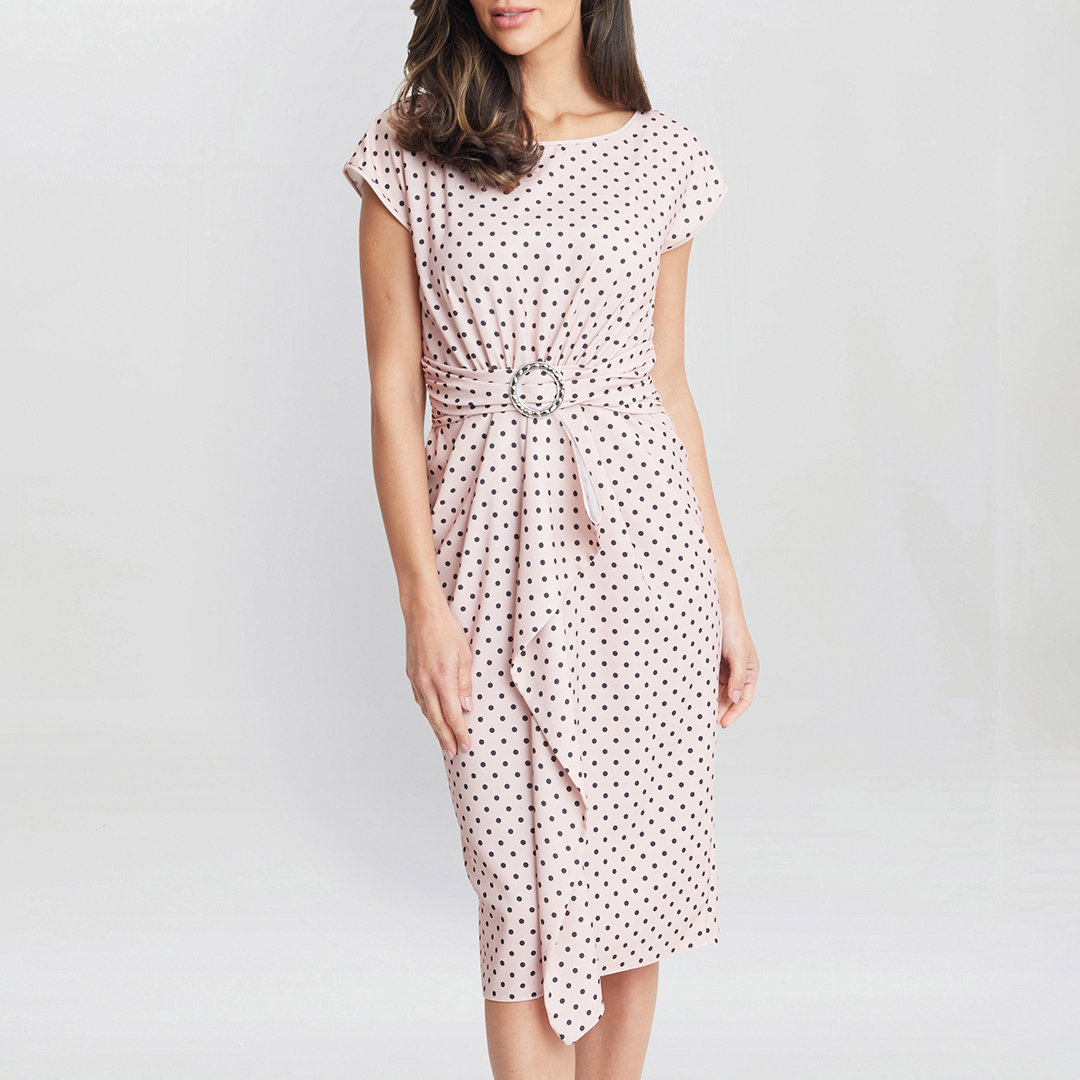 Pink Odora Printed Satin Dress