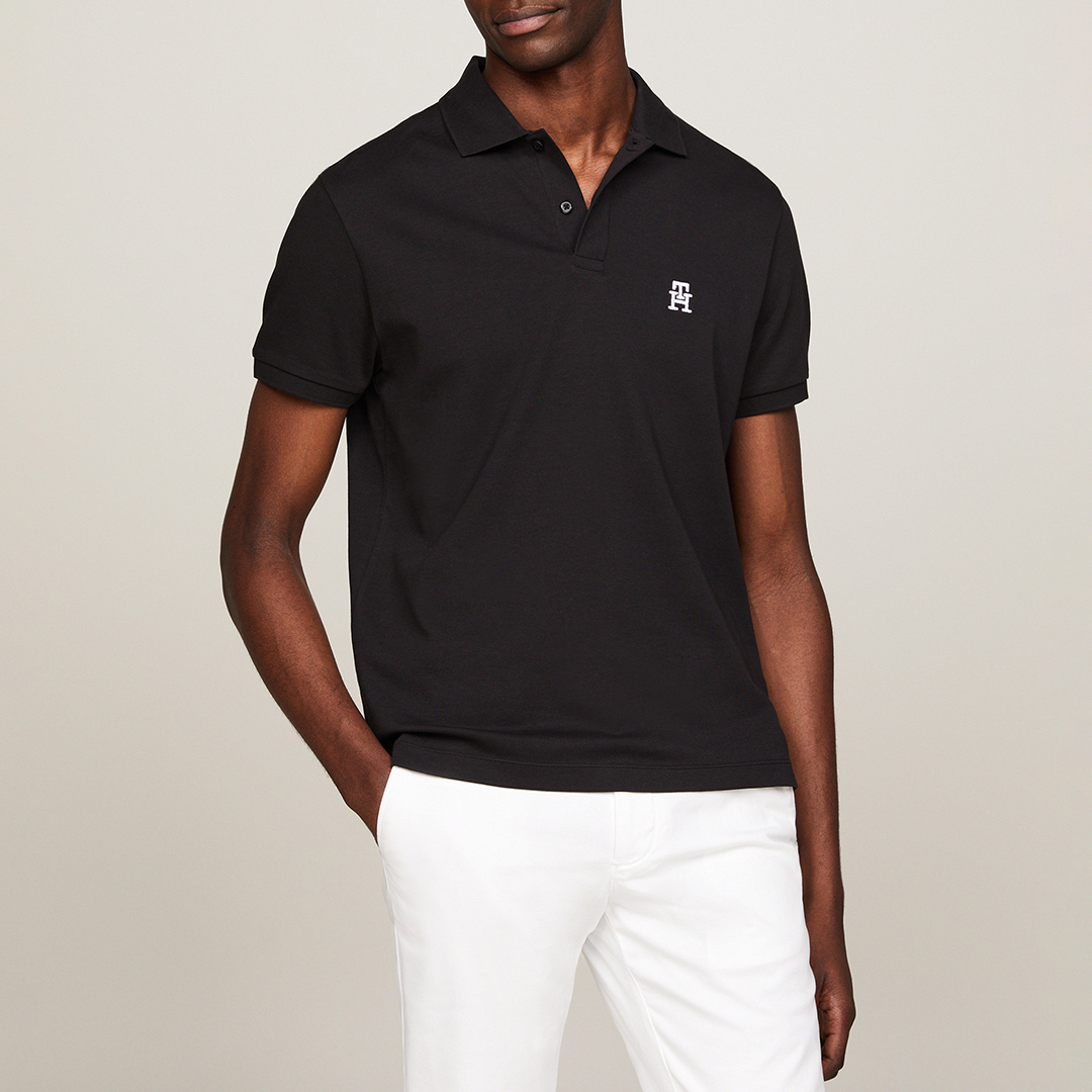 Black Initial Logo Polo Shirt