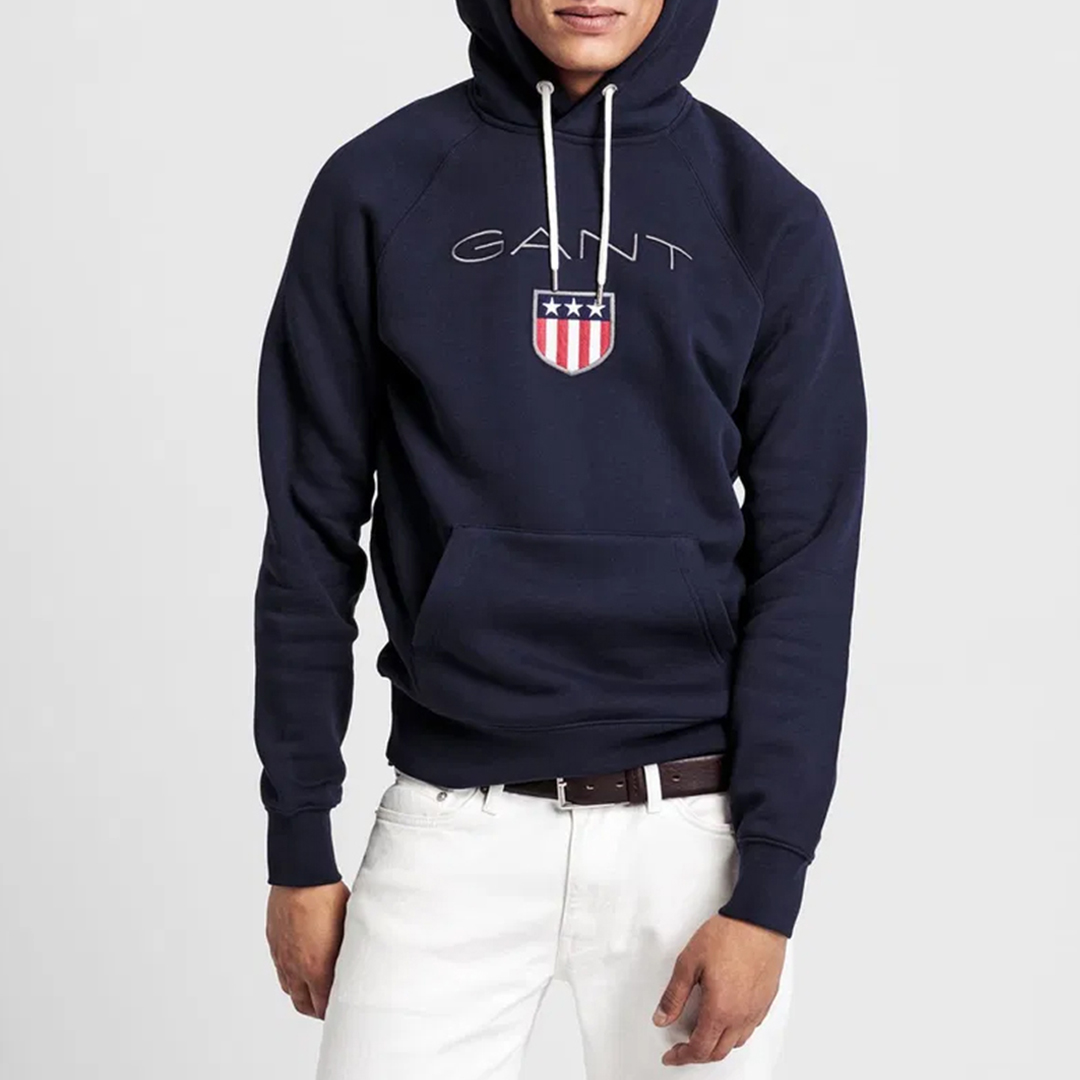 Navy Original Shield Chest Logo Hoodie