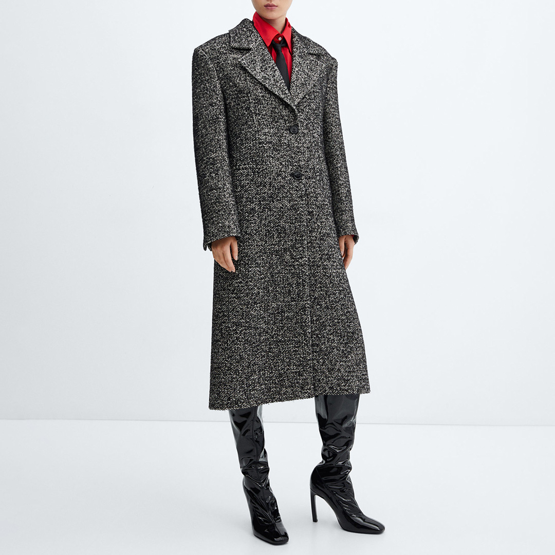 Dark Grey Wool Blend Tailored Coat