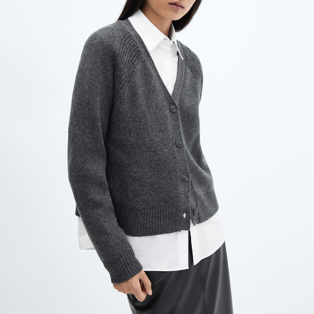 Charcoal Button Knit Cardigan