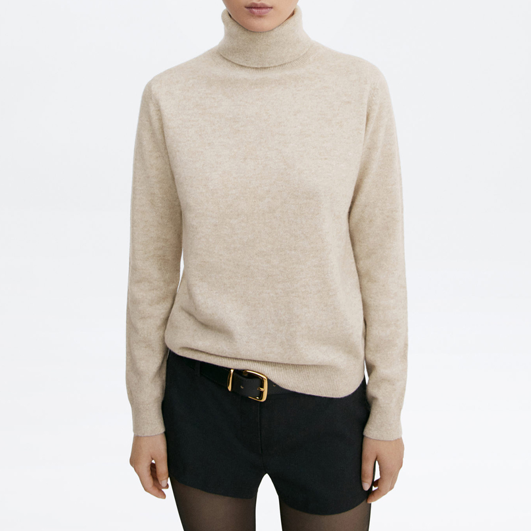 Grey Cashmere Turtleneck Jumper