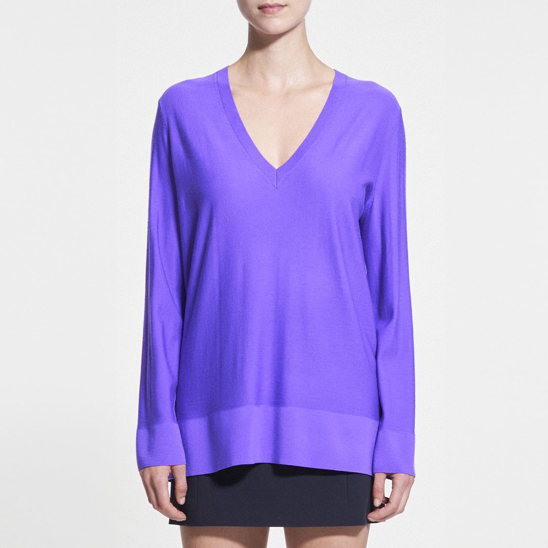 Purple V-Neck Wool Blend Jumper