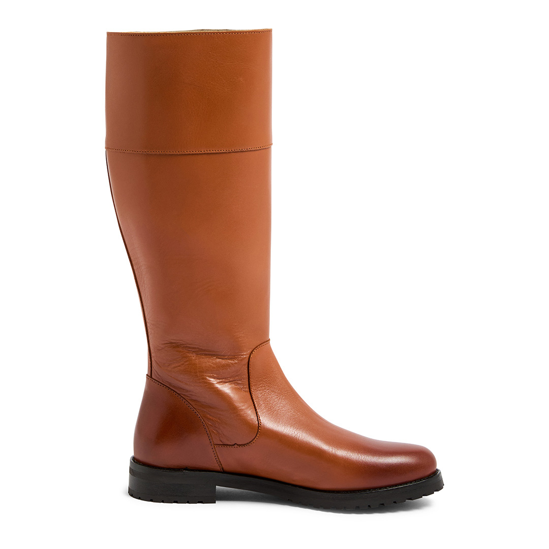 Tan Meribel Leather Long Boots