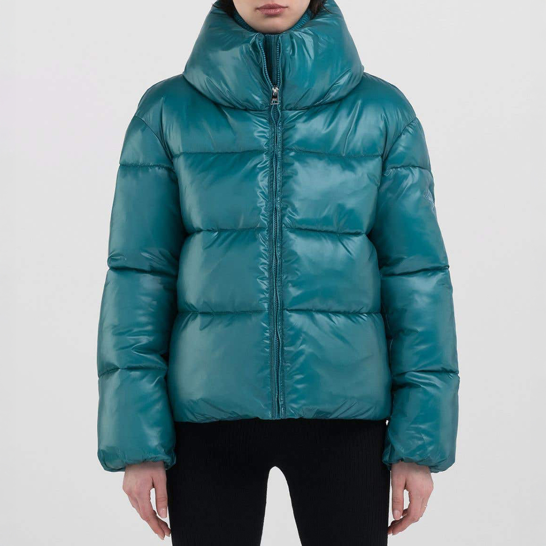 Blue Quilted Zipped Jacket