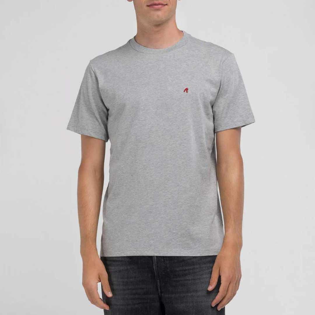 Grey Embroidered Logo Jersey T-Shirt