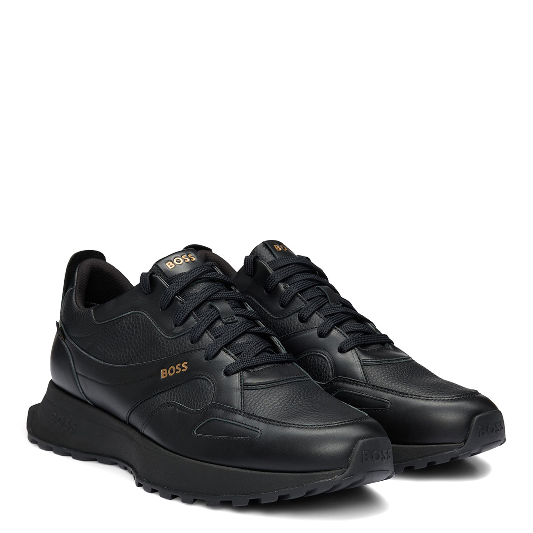 Black Chunky Leather Trainers