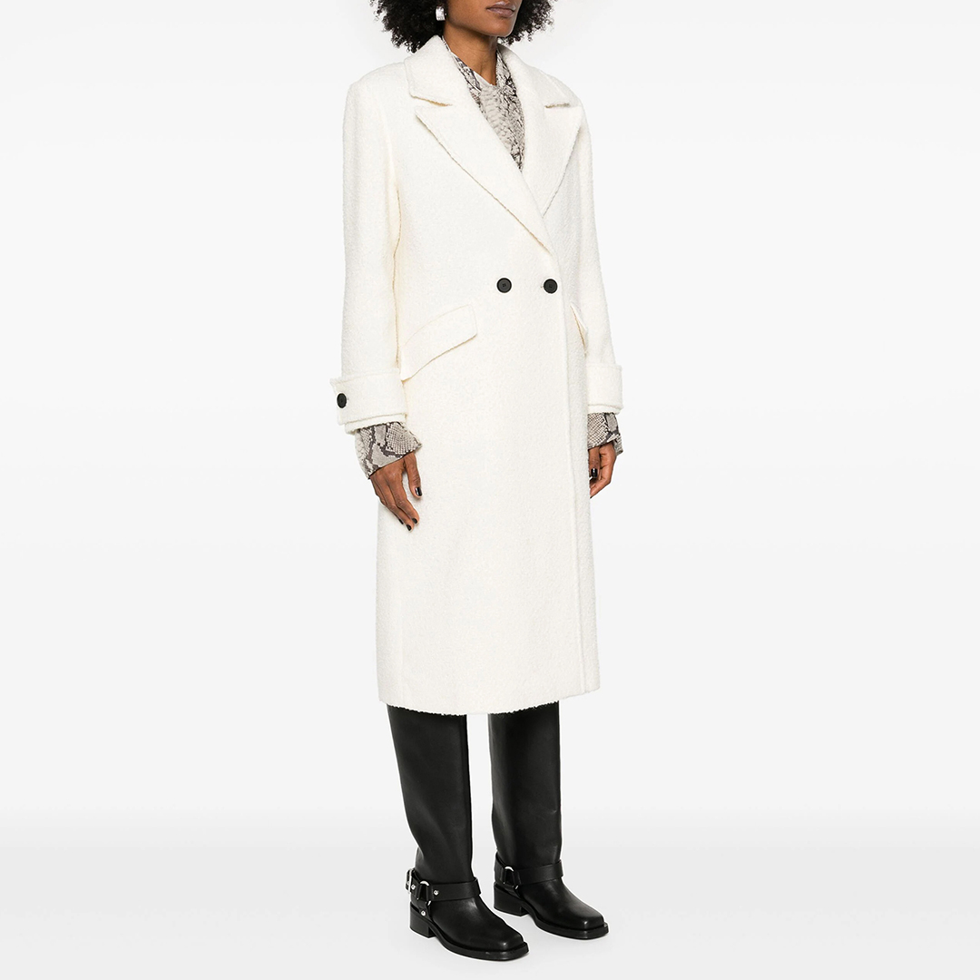 White Mabel Winnie Wool Blend Longline Coat