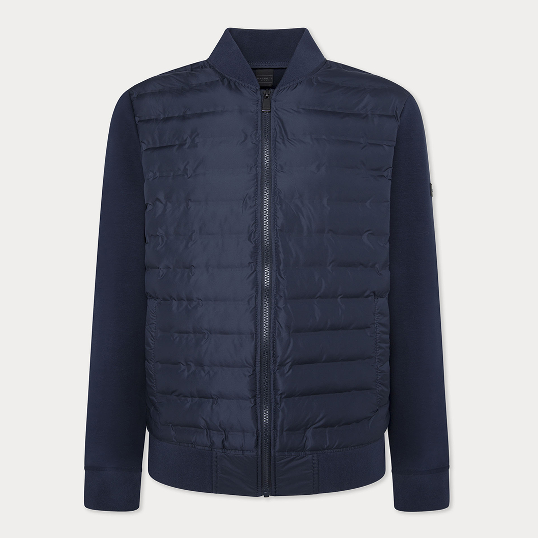 Navy Cotton Blend Bomber Jacket