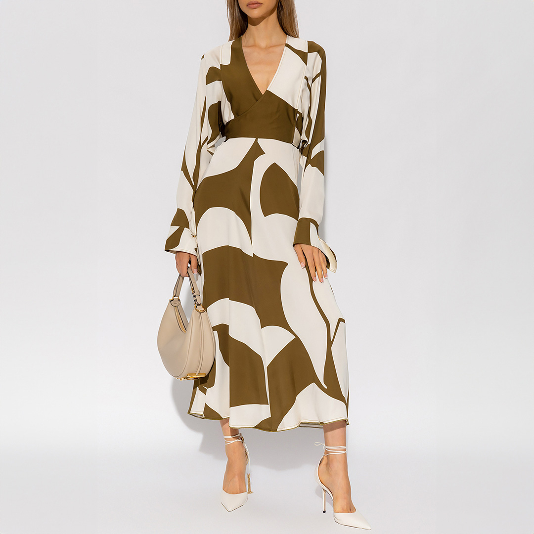 Khaki Wrap Midi Dress