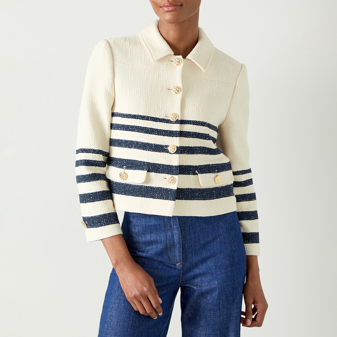 Cream/Navy Stripe Cardigan