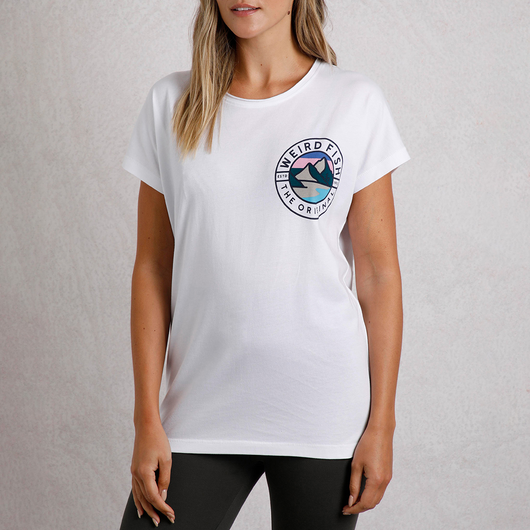 White Summit Print Cotton T-Shirt