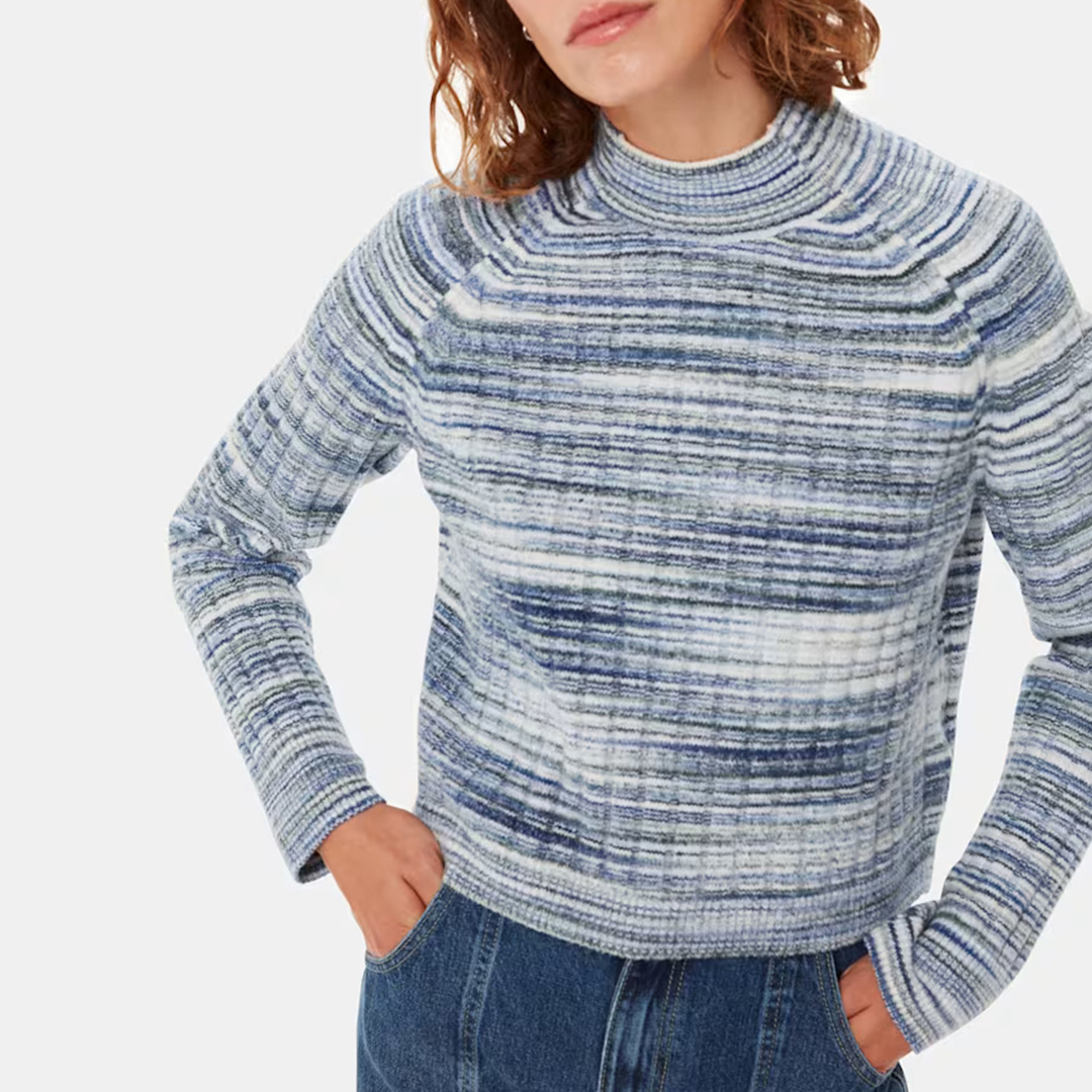 Blue Space Dye Cotton Blend Jumper