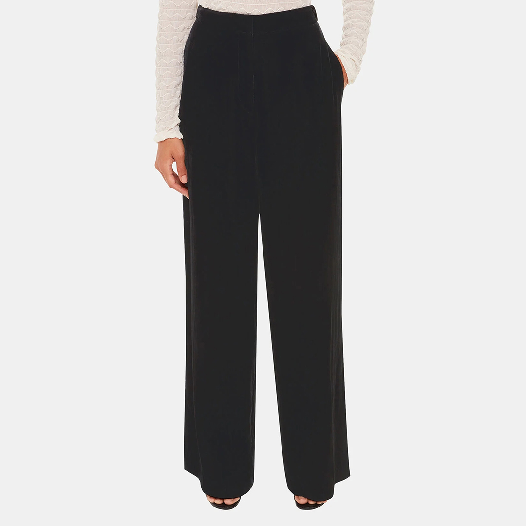 Black Full Length Velvet Trousers