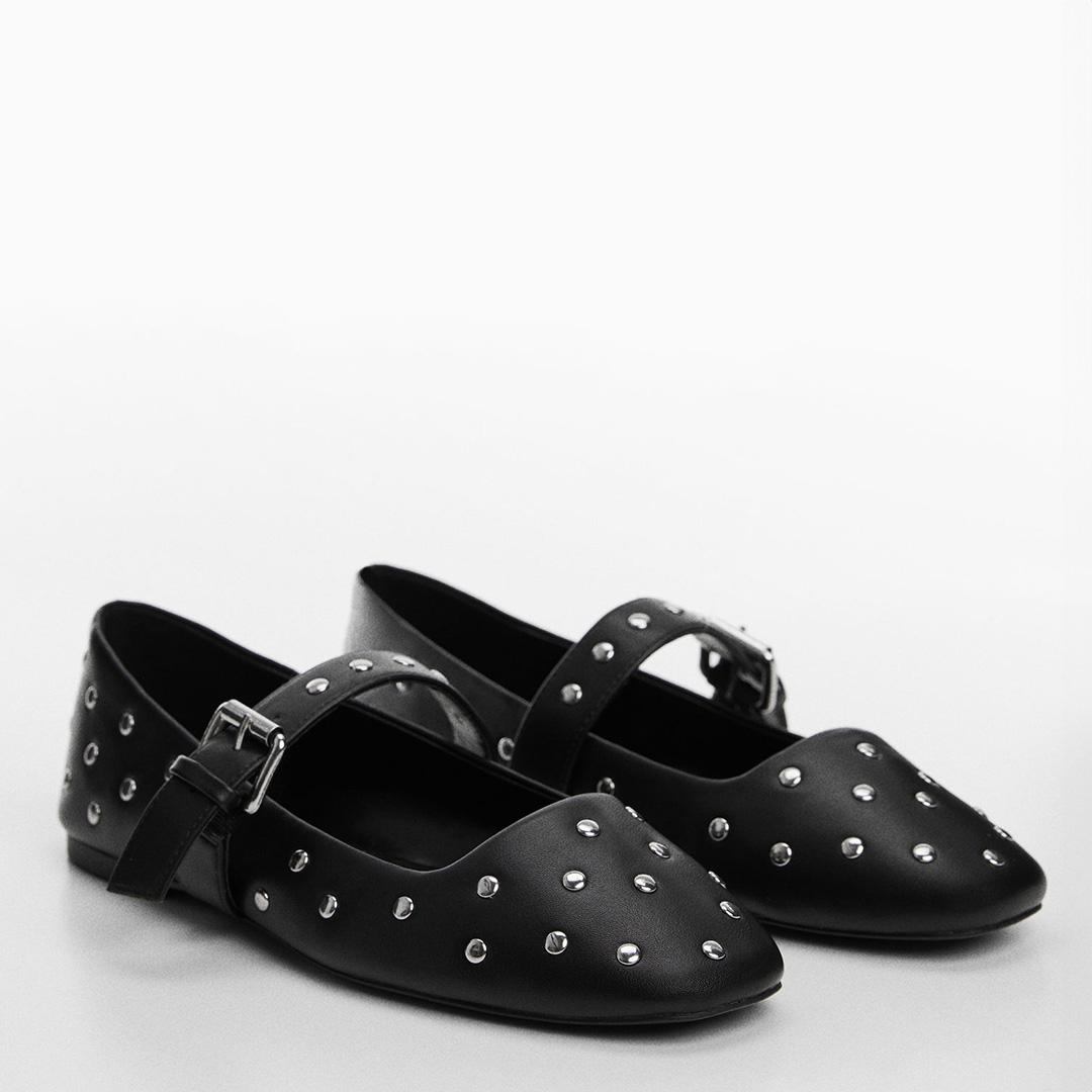 Black Studded Ballet Flates