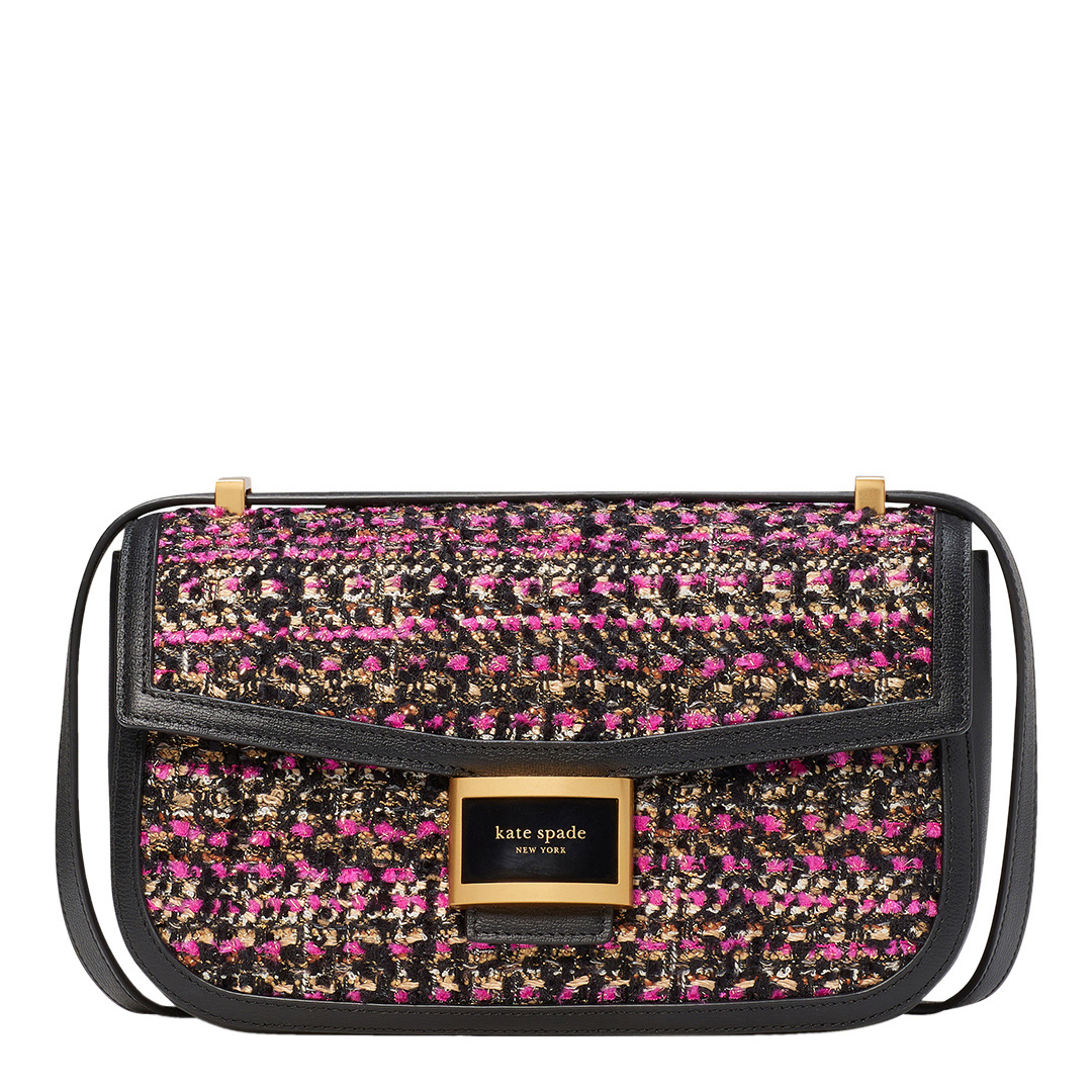 Pink Multi Katy Tweed Medium Convertible Shoulder Bag