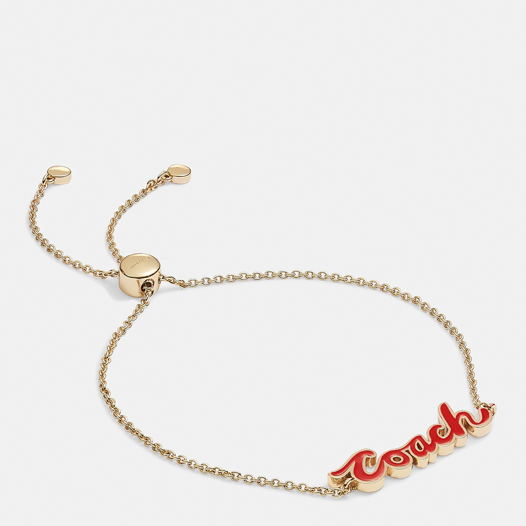 Red Gold Coach Script Enamel Slider Bracelet