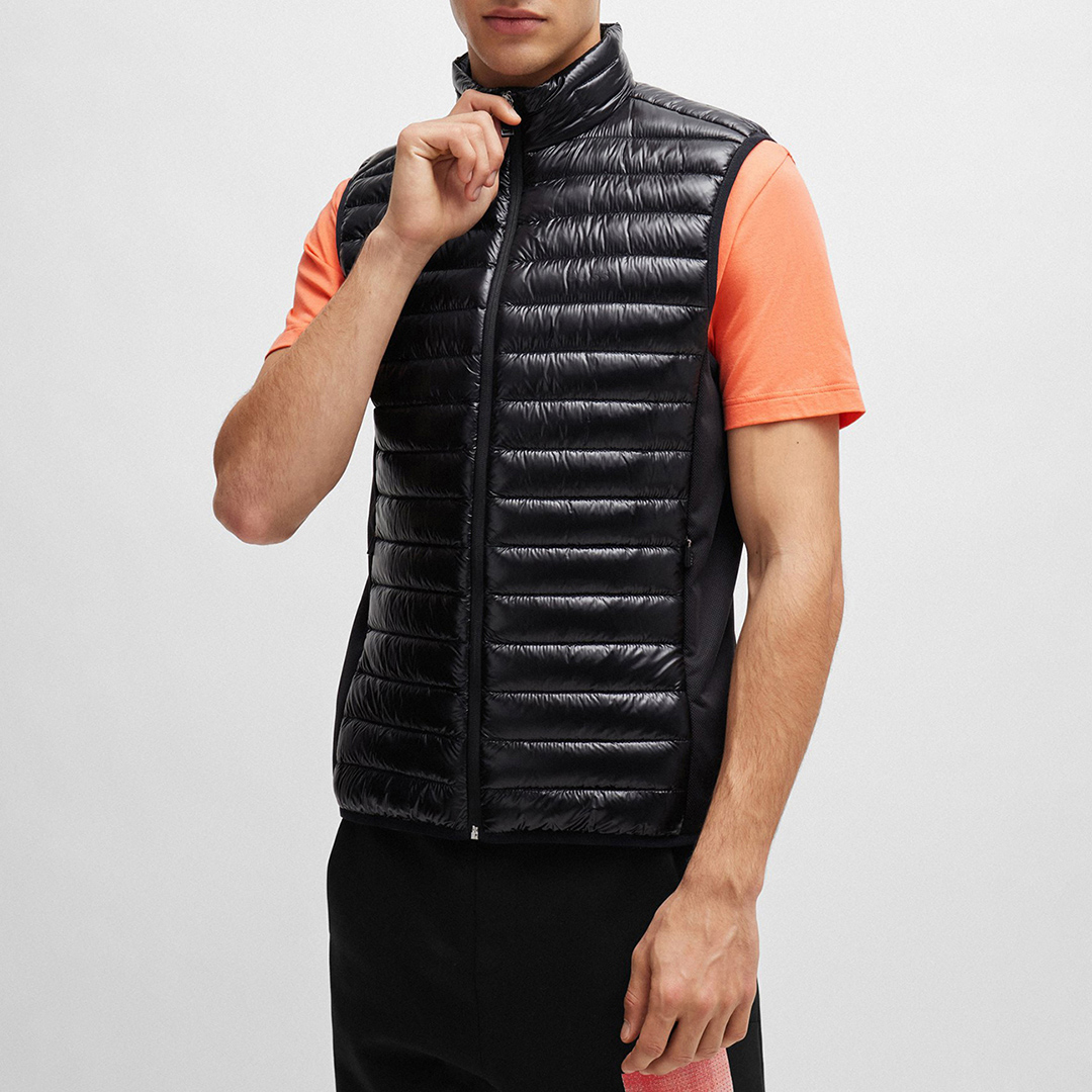 Black Padded Zip Gilet