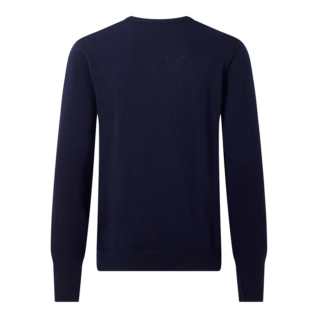 Blue Classic V-Neck Wool Cashmere Jumper