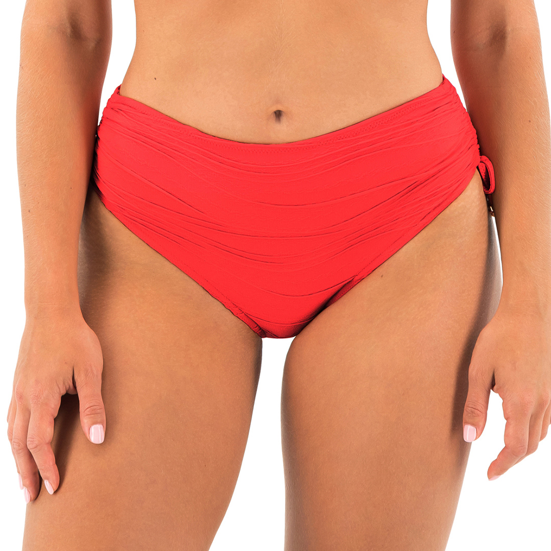 Red Beach Waves Adjustable Leg Bikini Short