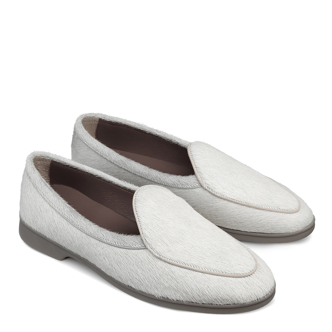 Women's Cream Stride Calf Hair Loafers