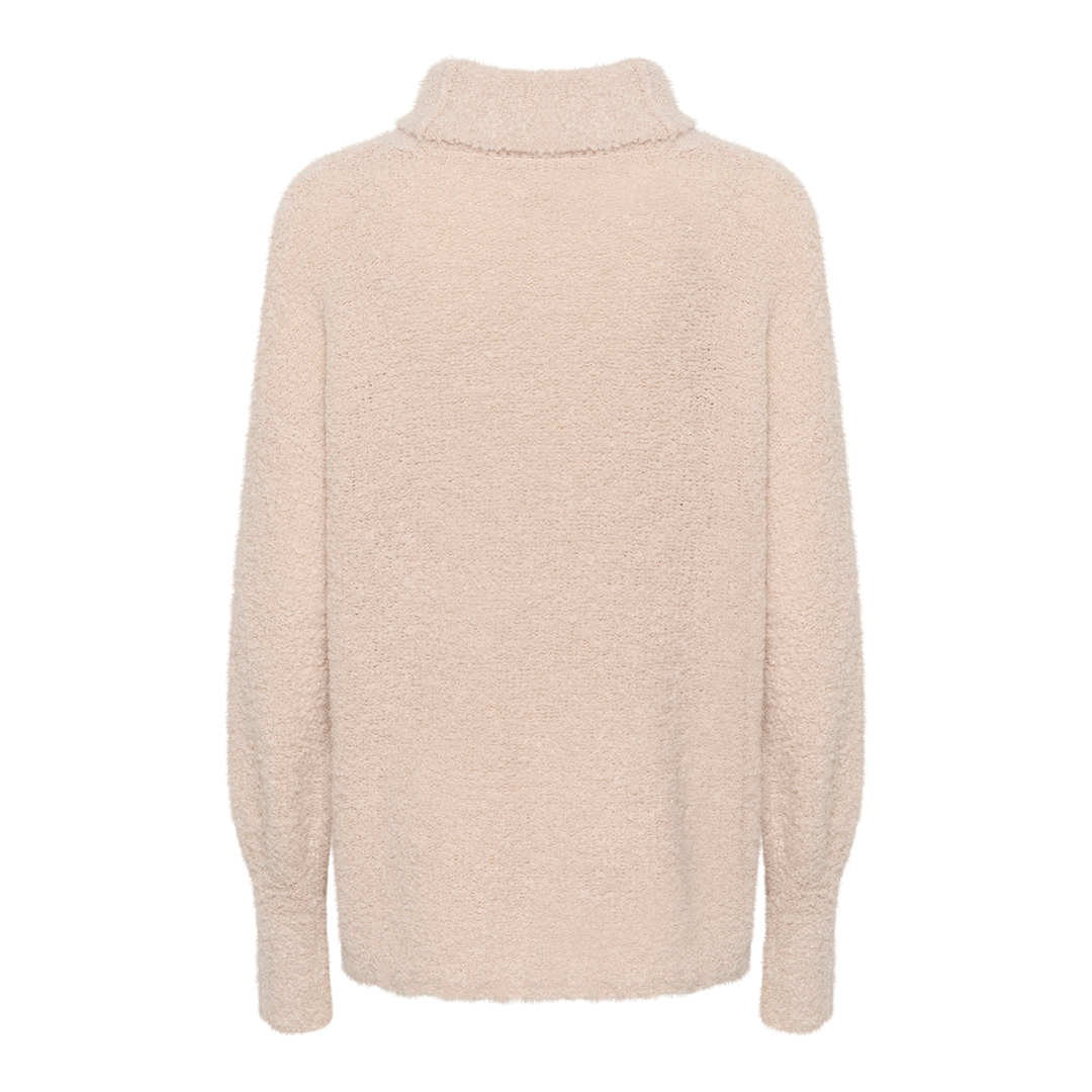 Ecru Wool Blend Foldover Jumper