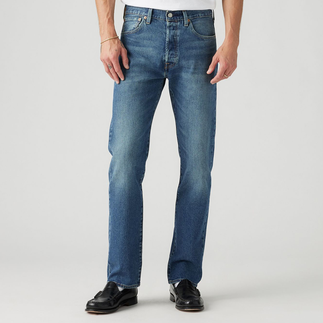 Mid Blue 501® Straight Stretch Jeans