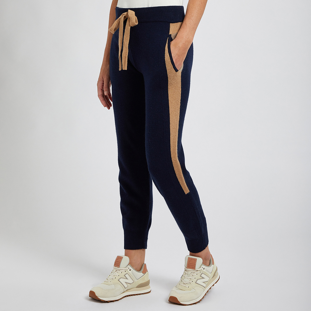 Navy Colourblock Cashmere Joggers