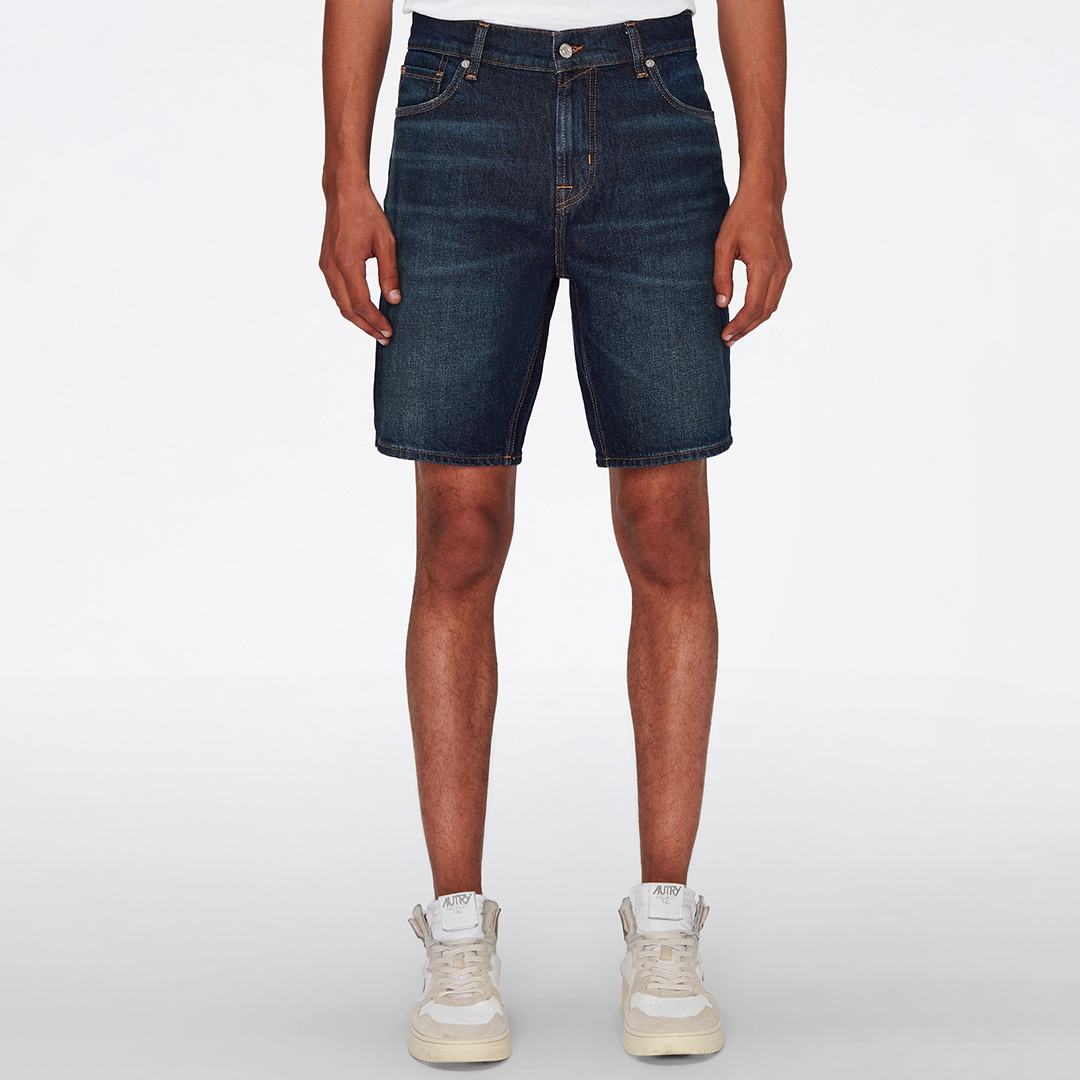 Dark Blue Straight Stretch Shorts